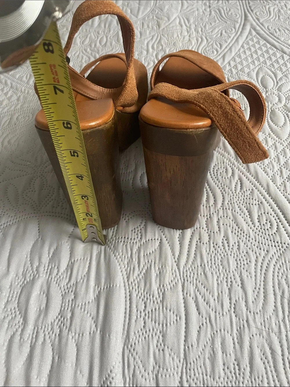 Lulu's Tan Suede Platform Block Heel Sandals